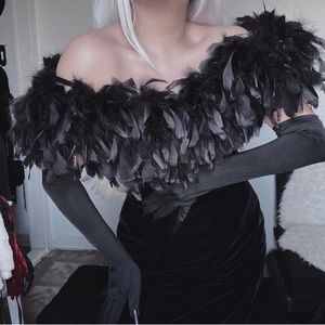 Very Rare Vintage 80s Feathered Dress by Tadashi Shoji